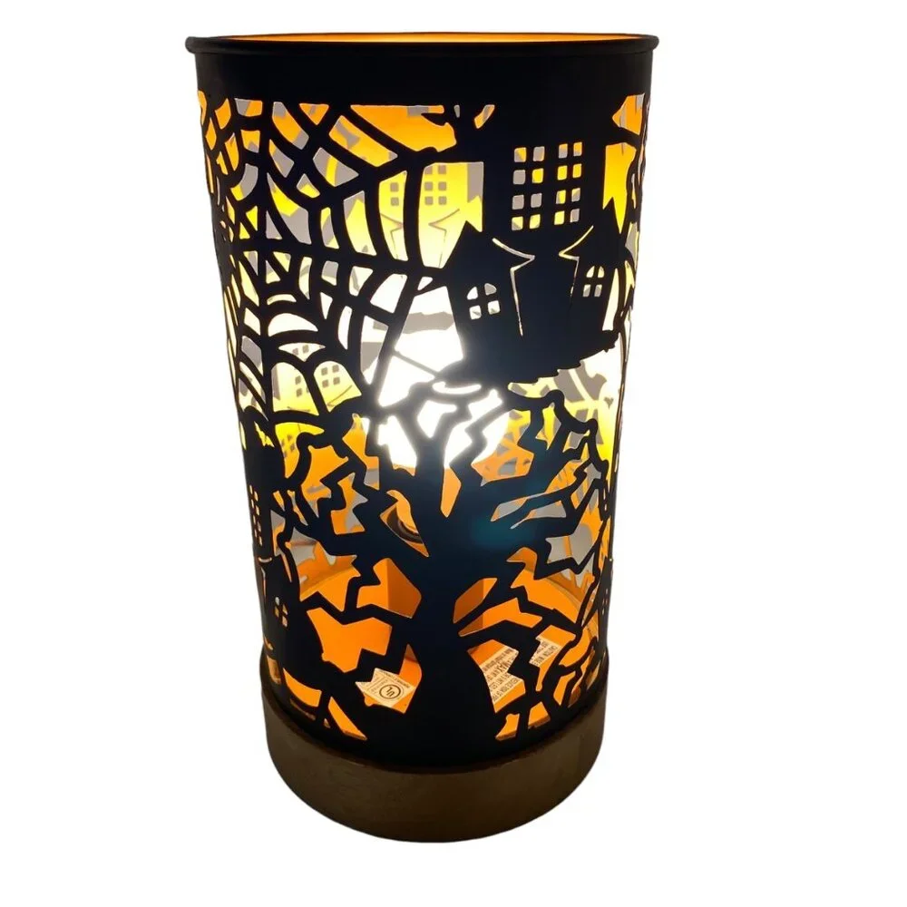 Halloween decorative metal lamp spiderwebs haunted house tree‎ table decor